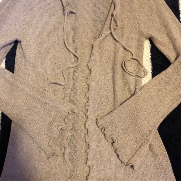 Vintage Front Tie Lettuce Hem Cardigan - Picture 2 of 5